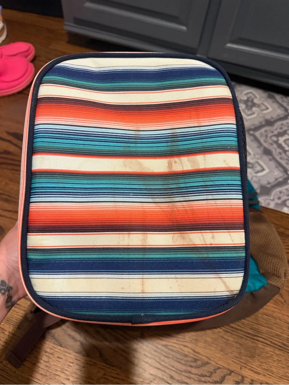 Hooey Teal Aztec Kids Backpack with Striped Lunchbox western